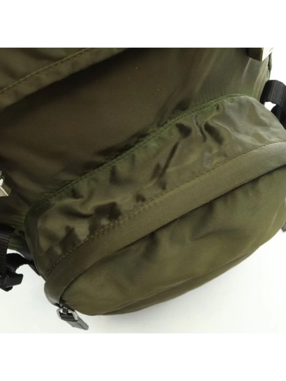 Prada Backpack Khaki Nylon Saffiano Leather